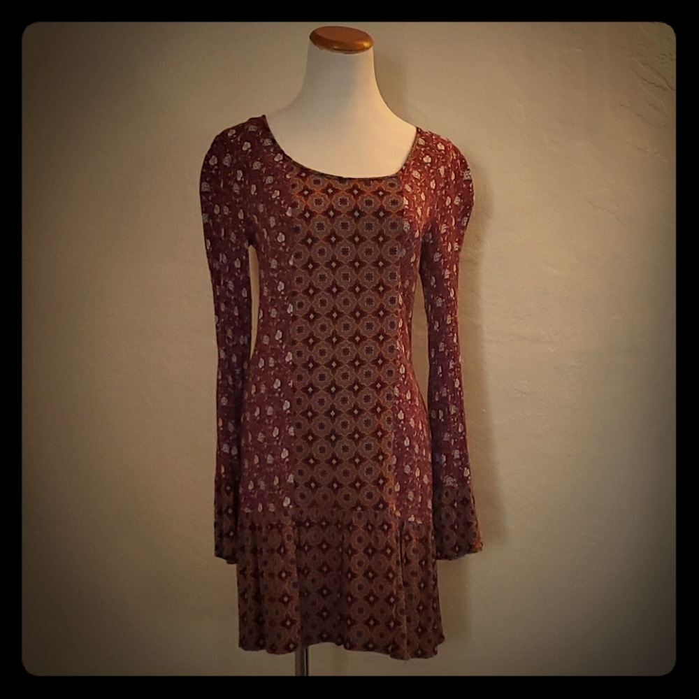 Xhilaration long sleeve boho midi dress